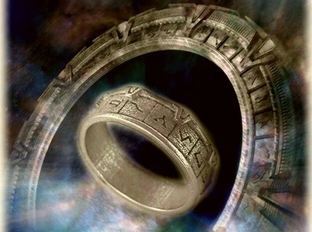 Stargate Ring in Polished Bronzed-Silver Steel: 10 / 61.5