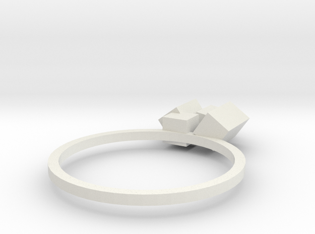 Cubes Ring 02 in White Natural Versatile Plastic
