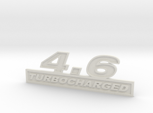 46-TURBOCHARGED Fender Emblem  in White Natural Versatile Plastic