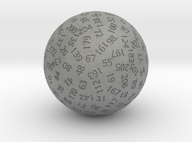 d207 Sphere Dice in Gray PA12