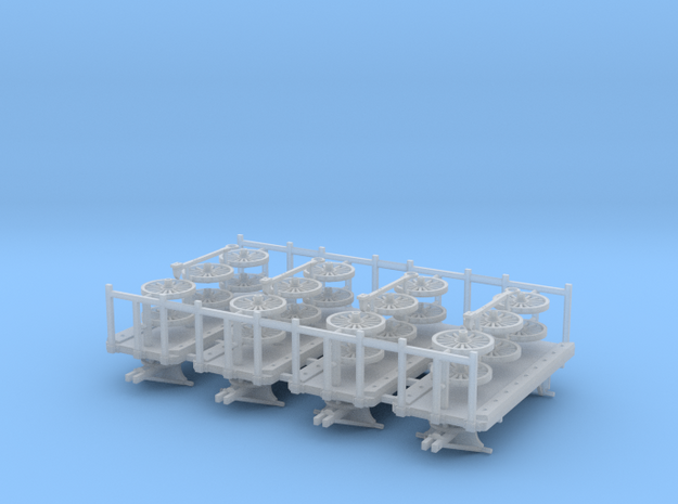 Baggage Cart Kit S Scale 4 carts in Smooth Fine Detail Plastic