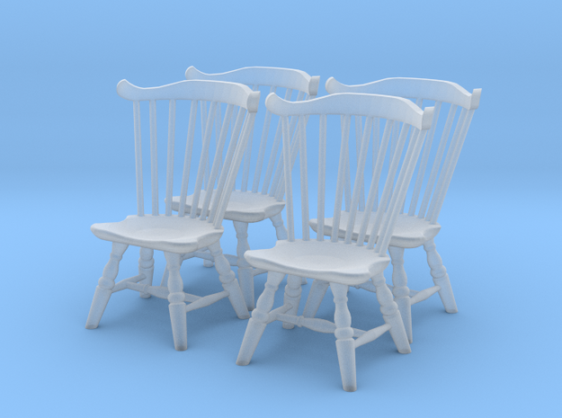 1:43 Fan Back Chairs (Set of 4) in Tan Fine Detail Plastic