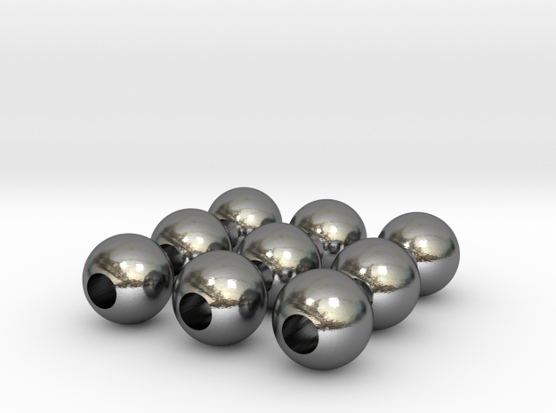 9 Beads in Polished Silver