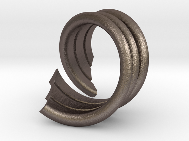 Coil ring in Polished Bronzed Silver Steel