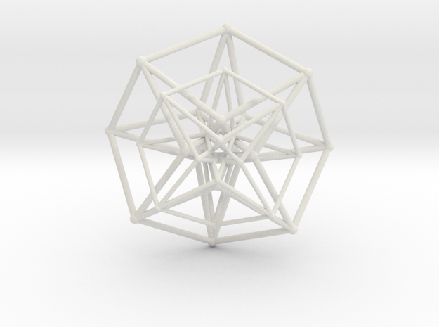 Hypercube Double  50mm in White Natural Versatile Plastic