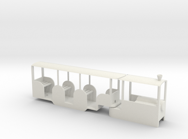 Miniature Railway Railcar 1:29th on 9mm in White Natural Versatile Plastic