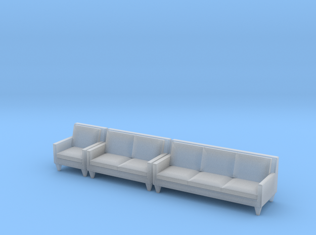 1:48 Contemporary Living Room Set in Smooth Fine Detail Plastic