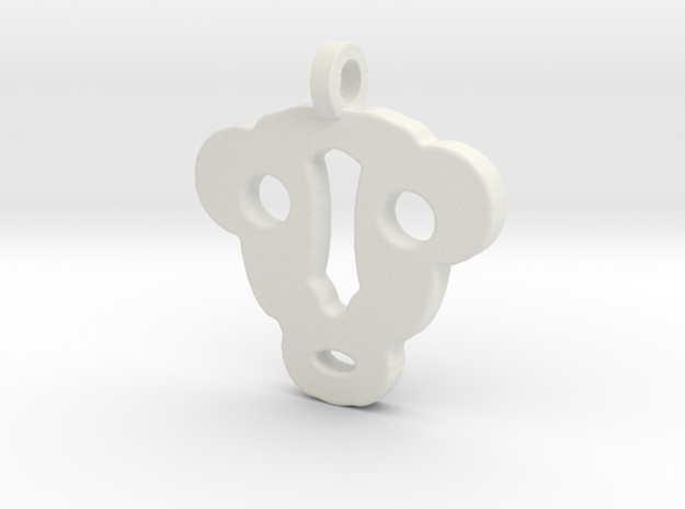 Monkey Face Earring in White Natural Versatile Plastic