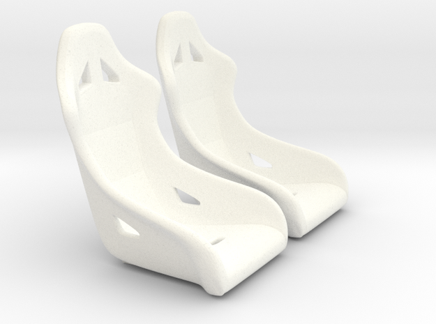1/18 Modern Racing Seat Pair in White Processed Versatile Plastic