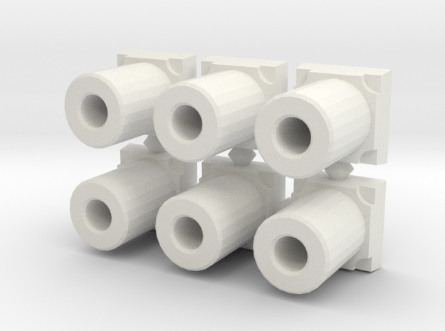 5mm pegs with base (x6) in White Natural Versatile Plastic