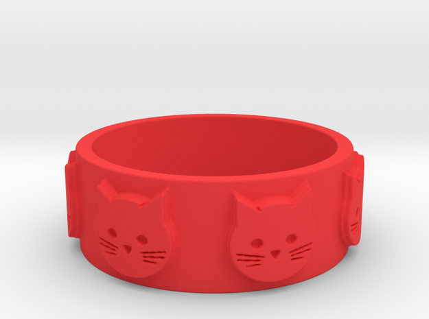Ring of Seven Cats Ring Size 8.5 in Red Processed Versatile Plastic