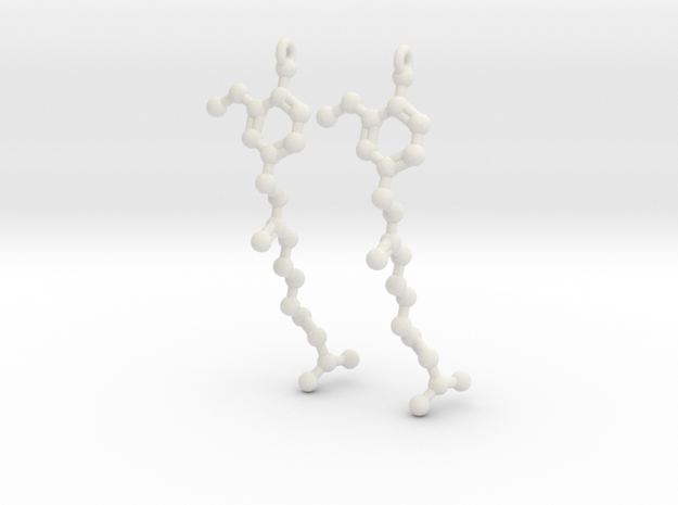 Earrings (Pair)- Molecule- Capsaicin in White Natural Versatile Plastic