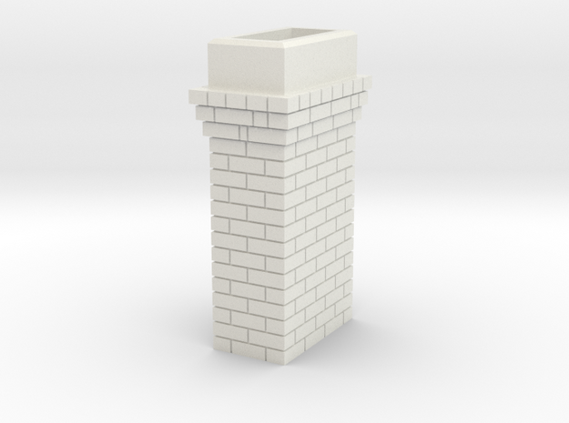 Brick Chimney 03 7mm scale in White Natural Versatile Plastic