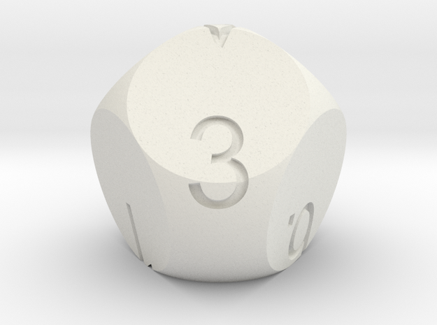 D7 3-fold Sphere Dice in White Natural Versatile Plastic