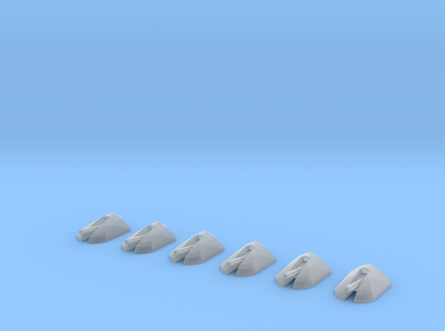 6 Gatling turrets for 6mm, 1/300 or 1/285 in Smooth Fine Detail Plastic