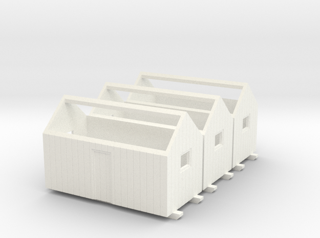 H0 logging - Bunkhouse (3pcs) in White Processed Versatile Plastic