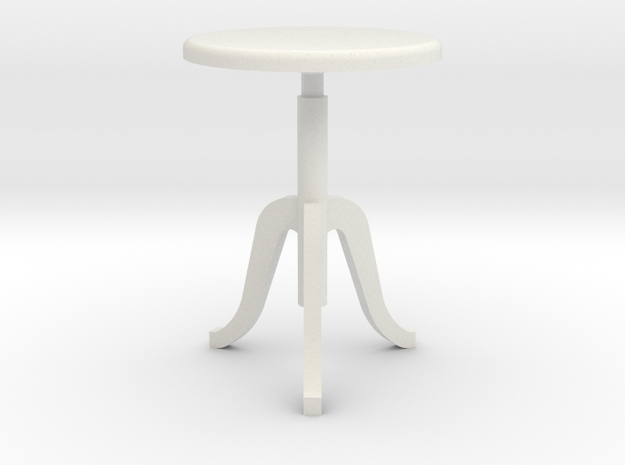 1:24 Short Stool in White Natural Versatile Plastic