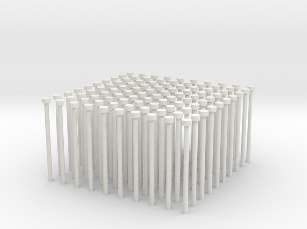 Building Block Pipes (x100) in White Natural Versatile Plastic