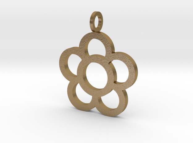 Flowers Pendant in Polished Gold Steel