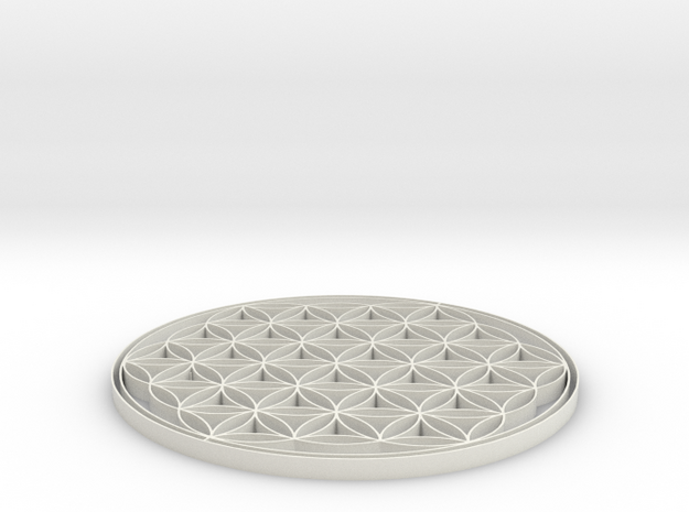 Flower of life coaster 80x3mm in White Natural Versatile Plastic