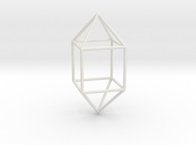 ElongatedSquareDipyramid 70mm in White Natural Versatile Plastic