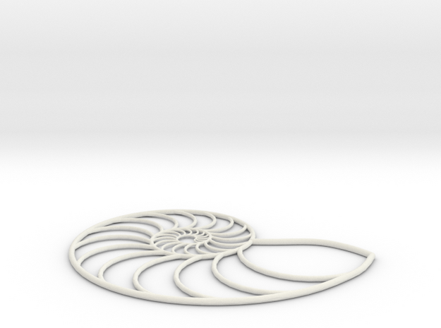 Nautilus Wireframe | pendant in White Natural Versatile Plastic
