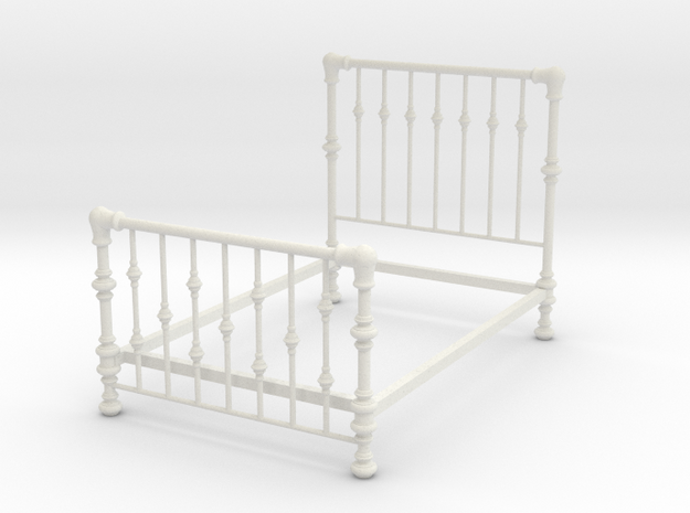 1:24 Brass Bed 3 in White Natural Versatile Plastic