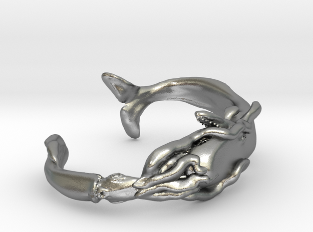Whale Vs Squid Bracelet in Natural Silver