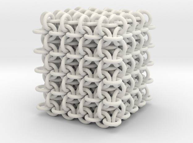 3D chain mail, 4x4x4 grid in White Natural Versatile Plastic