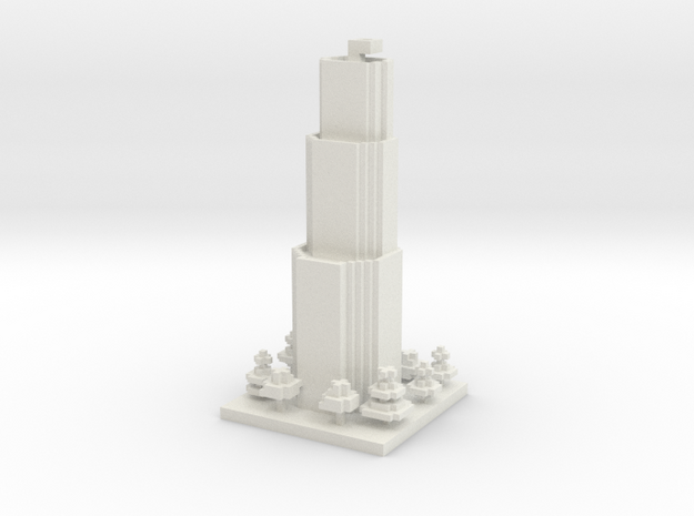 30x30 Tower01 (mix trees) (1mm series) in White Natural Versatile Plastic