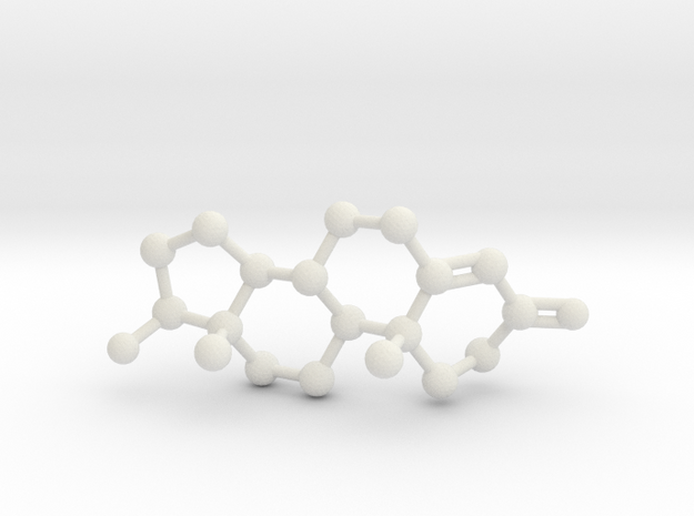Testosterone Molecule Necklace BIG in White Natural Versatile Plastic