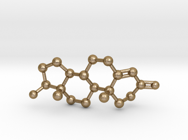 Testosterone Molecule Necklace BIG in Polished Gold Steel
