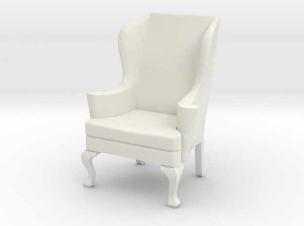 1:24 Wing Chair 2 in White Natural Versatile Plastic