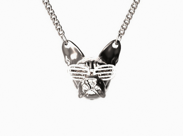 French Bulldog Pendant in Polished Silver