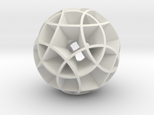 Rhombicosidodecahedron (wide) in White Natural Versatile Plastic