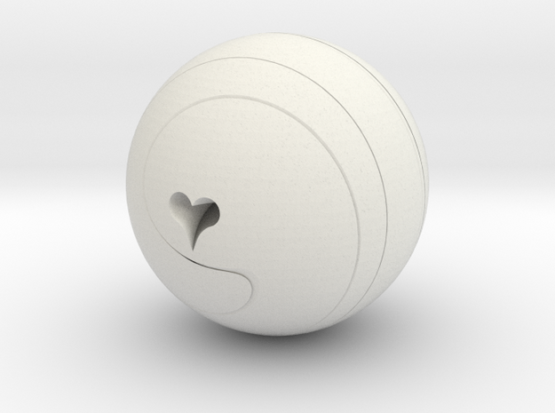 Helix Sphere with heart motif ~ small in White Natural Versatile Plastic