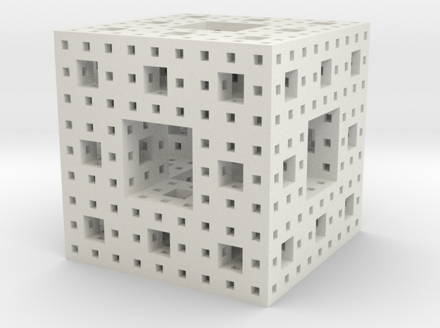 Menger Sponge 3 iterations in White Natural Versatile Plastic