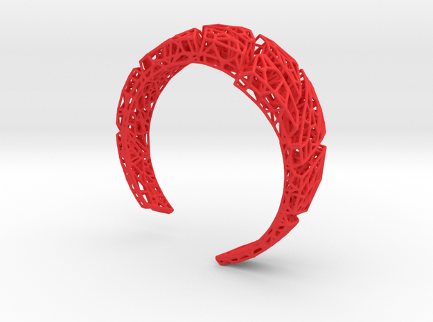 VoronoiBracelet v020 Small/Sexy/Asymmetrical in Red Processed Versatile Plastic
