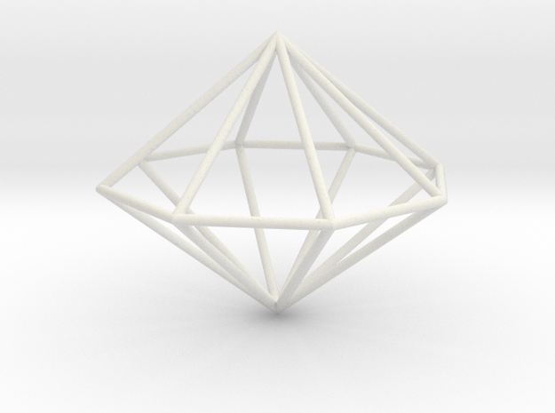 octagonal dipyramid 70mm in White Natural Versatile Plastic