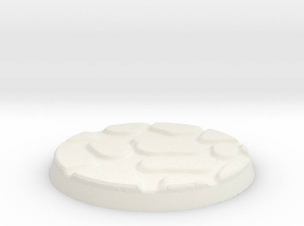 25mm Figure Base Large Cobble in White Natural Versatile Plastic