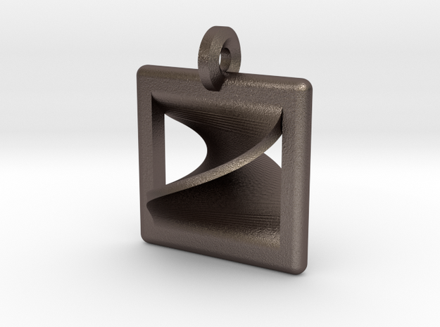 moebius square pendant in Polished Bronzed Silver Steel