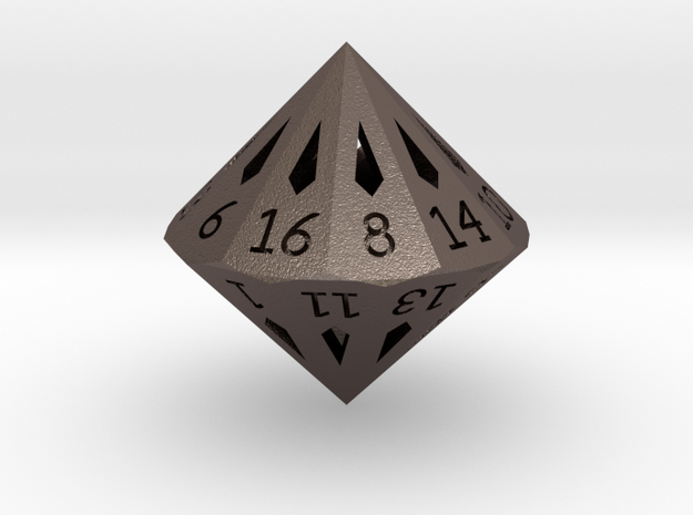 22 Sided Die - Small in Polished Bronzed Silver Steel