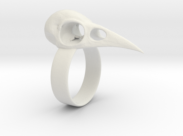 Realistic Raven Skull Ring - Size 9 in White Natural Versatile Plastic