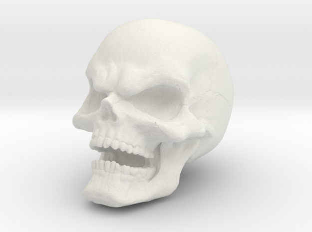1 Inch Evil Skull in White Natural Versatile Plastic