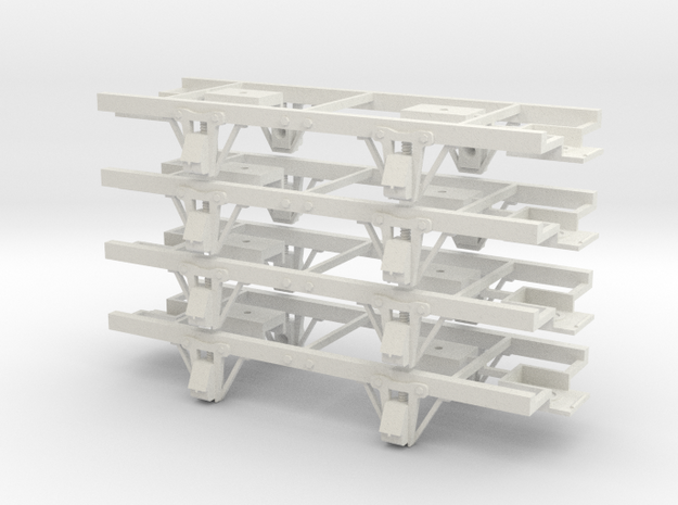 On30 14ft 4w underframe 4 pack in White Natural Versatile Plastic