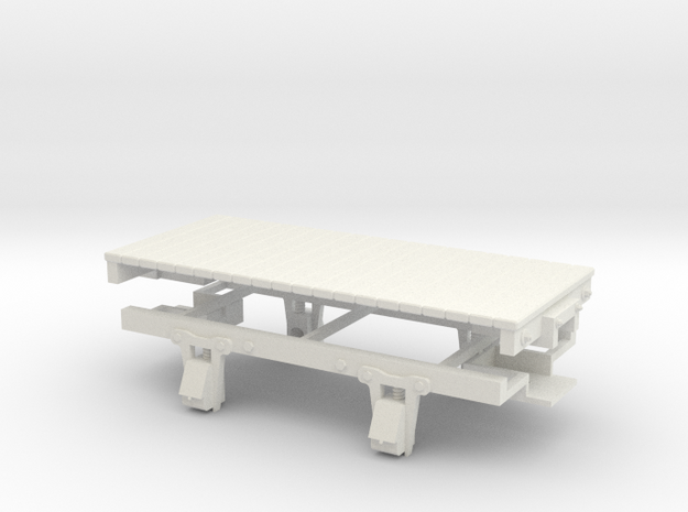 On30 10ft 4w flat car in White Natural Versatile Plastic