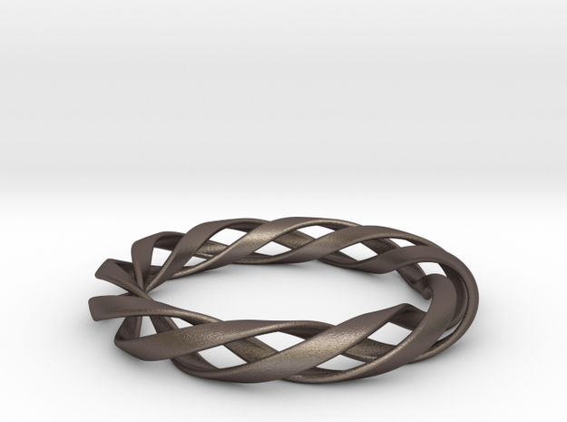 Toroid Spiral (3-strand, 1-piece, 1.2mm thickness) in Polished Bronzed Silver Steel