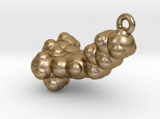 THC Molecule Pendant, ~3.5cm in Polished Gold Steel