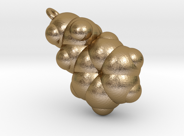 Love Molecule 2-PEA Pendant, Metal in Polished Gold Steel