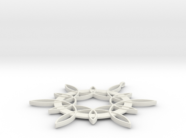 Double Hexafoil Pendant in White Natural Versatile Plastic